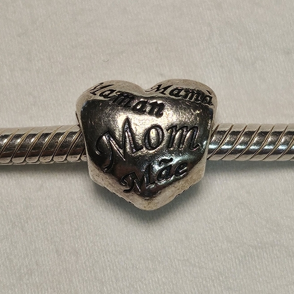 PANDORA A Mother's Heart Charm Sterling Silver 701112 Retired 8 Languages EUC - Picture 3 of 4